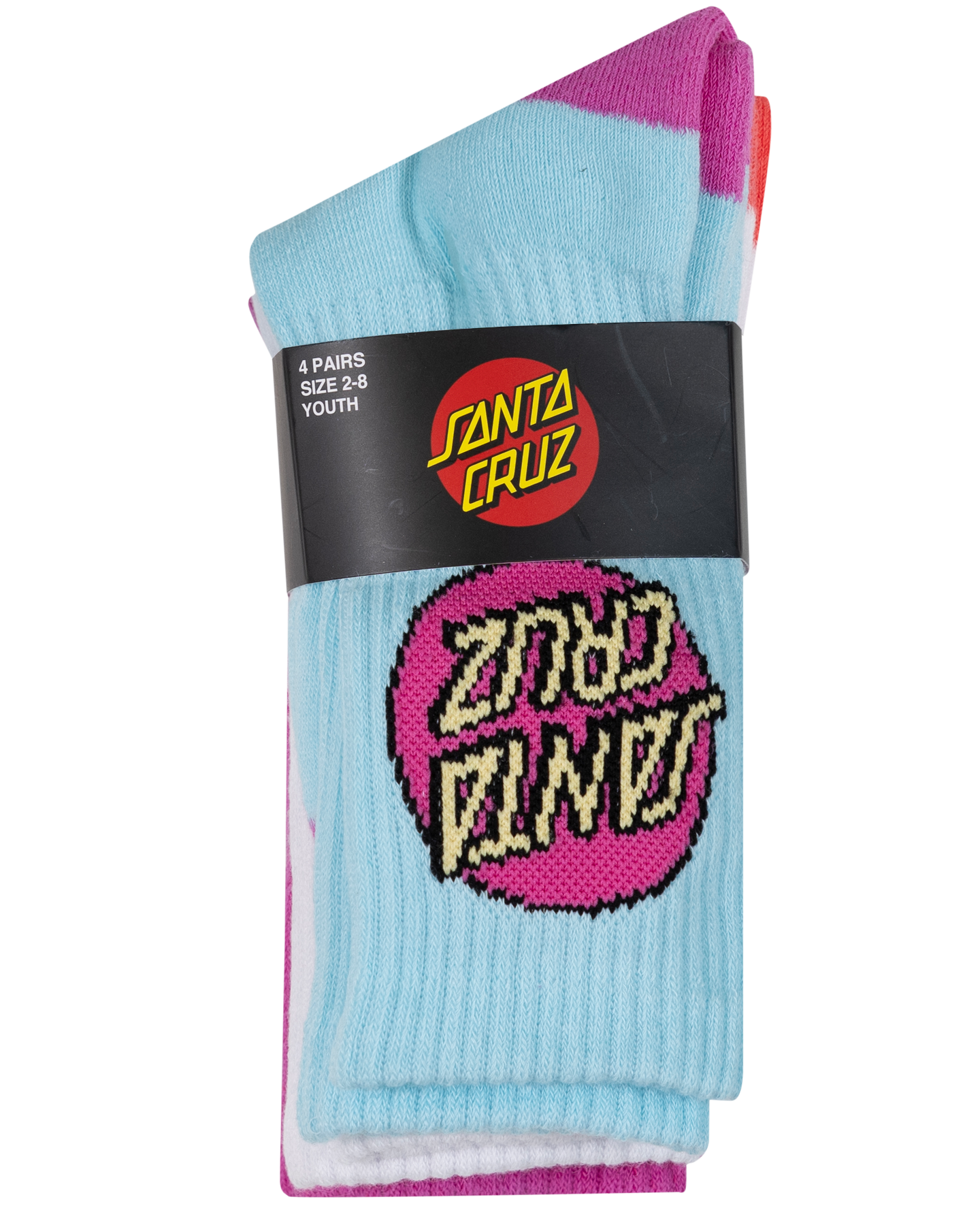Santa Cruz Other Dot Crew Sock 4 Pack - Aqua-Pink-White