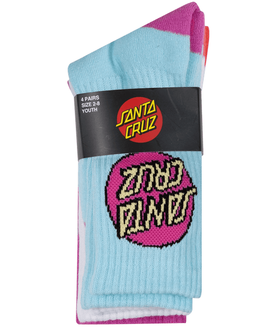 Santa Cruz Other Dot Crew Sock 4 Pack - Aqua-Pink-White - Guys & Girls Surf n Street