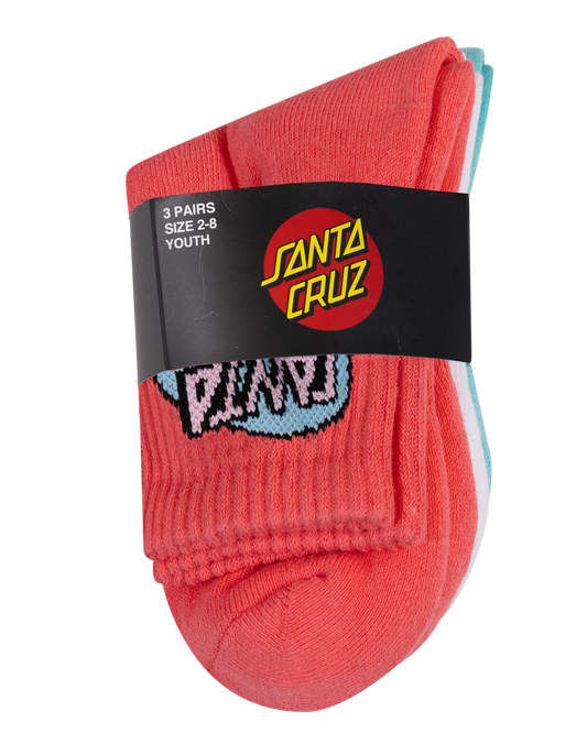Santa Cruz Oval Dot Mid Sock 3 Pack - Rose-White-Ocean
