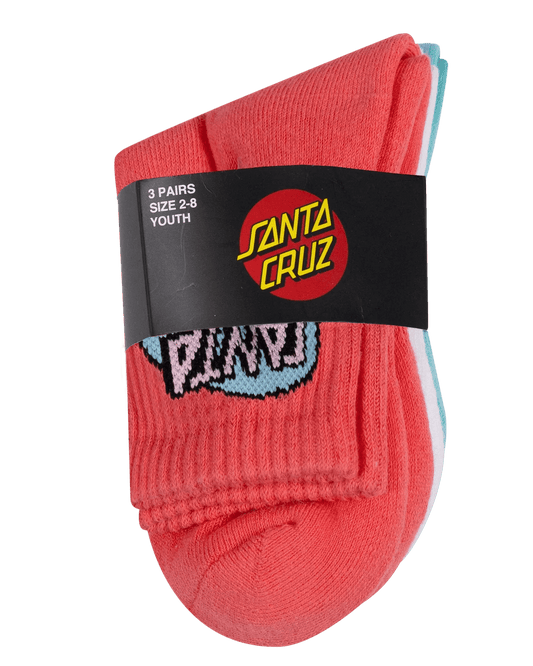 Santa Cruz Oval Dot Mid Sock 3 Pack - Rose-White-Ocean - Guys & Girls Surf n Street