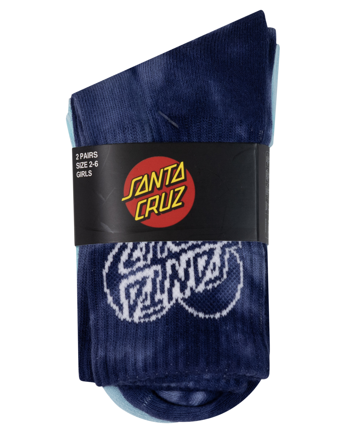 Santa Cruz Heart Dot Hollow Mid Sock 2 Pack - Dark Blue TieDye-Aqua Check