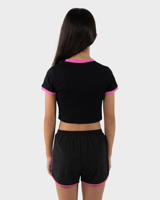 Santa Cruz Balloon Heart Chest Baby Tee - Black/Pink