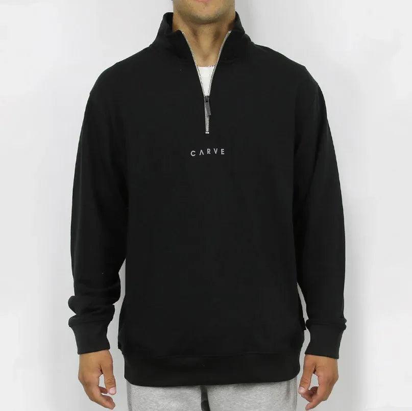 Carve Locals Mens 1/4 Zip Sweatshirt - Black - Guys & Girls Surf n Street