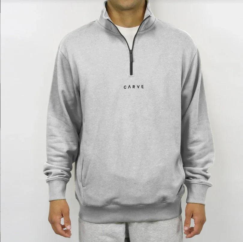 Carve Locals Mens 1/4 Zip Sweatshirt Fleece - Grey Marle - Guys & Girls Surf n Street