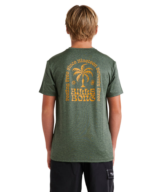 Billabong Boys Big Wave Shazza Lf Ss Rash Vest - Military Heather