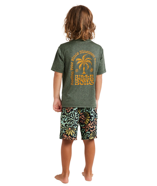 Billabong Groms Big Wave Shazza Lf Ss Rash Vest - Military Heather - Guys & Girls Surf n Street
