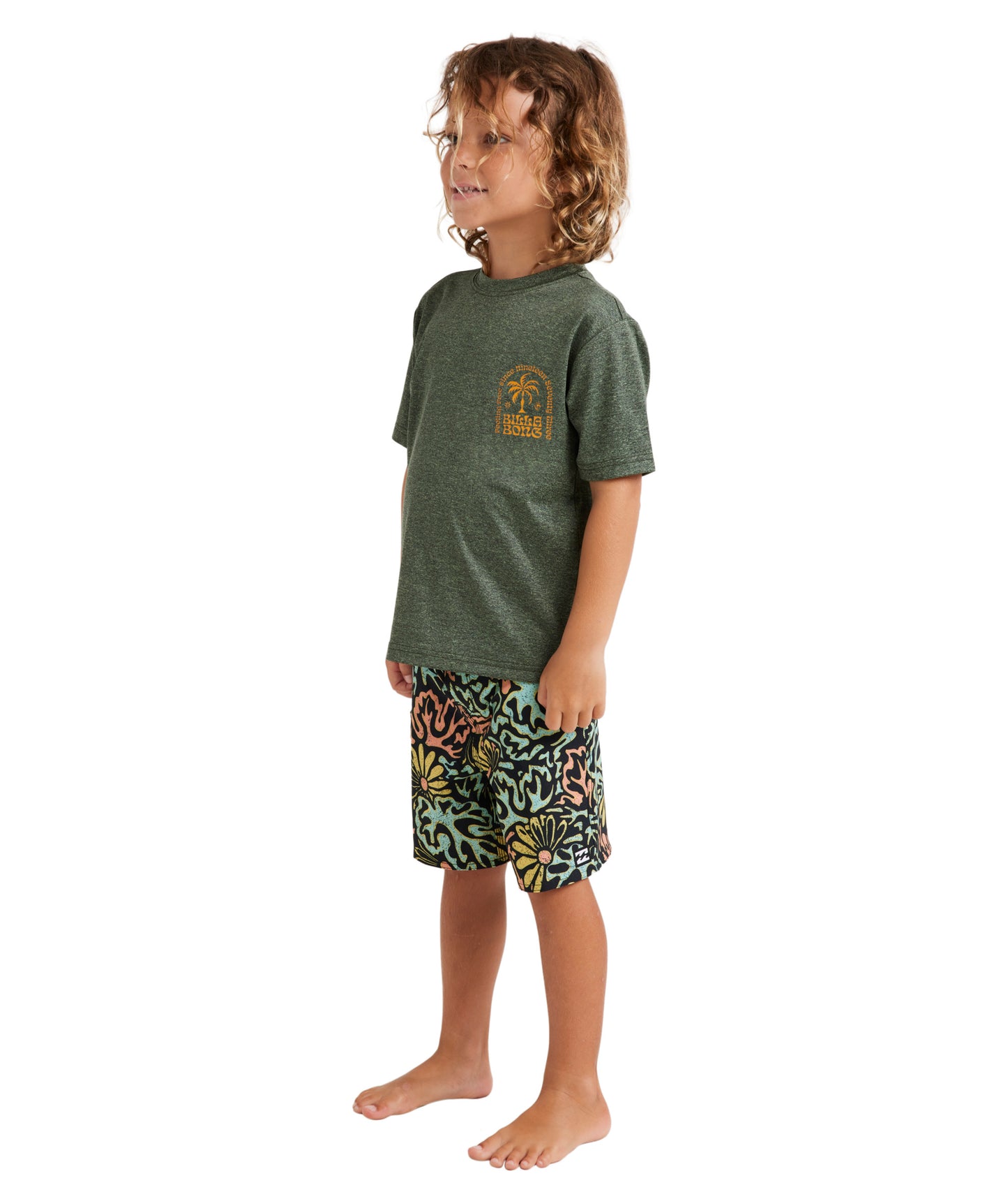 Billabong Groms Big Wave Shazza Lf Ss Rash Vest - Military Heather