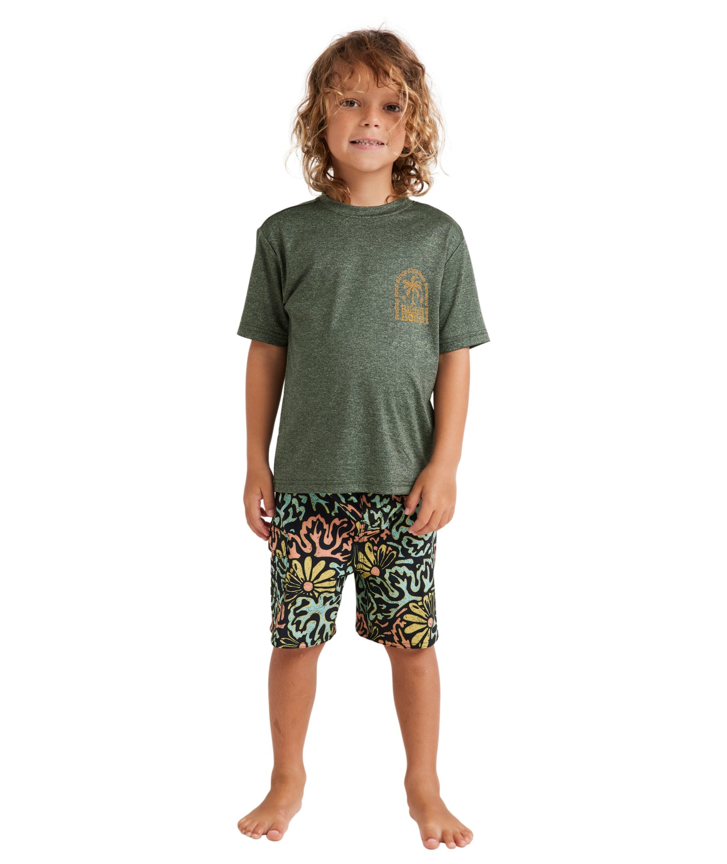 Billabong Groms Big Wave Shazza Lf Ss Rash Vest - Military Heather