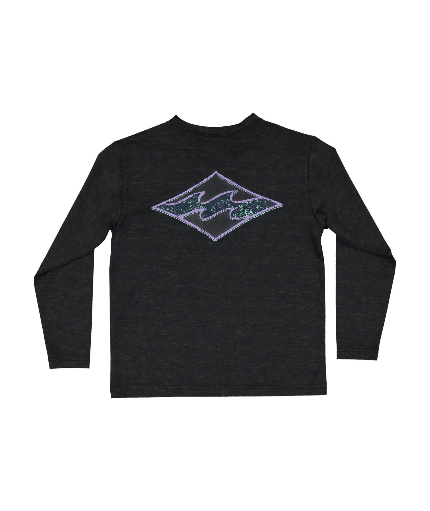 Billabong Groms Diamond Shoreline Lf Ls Rash Vest - Black Heather