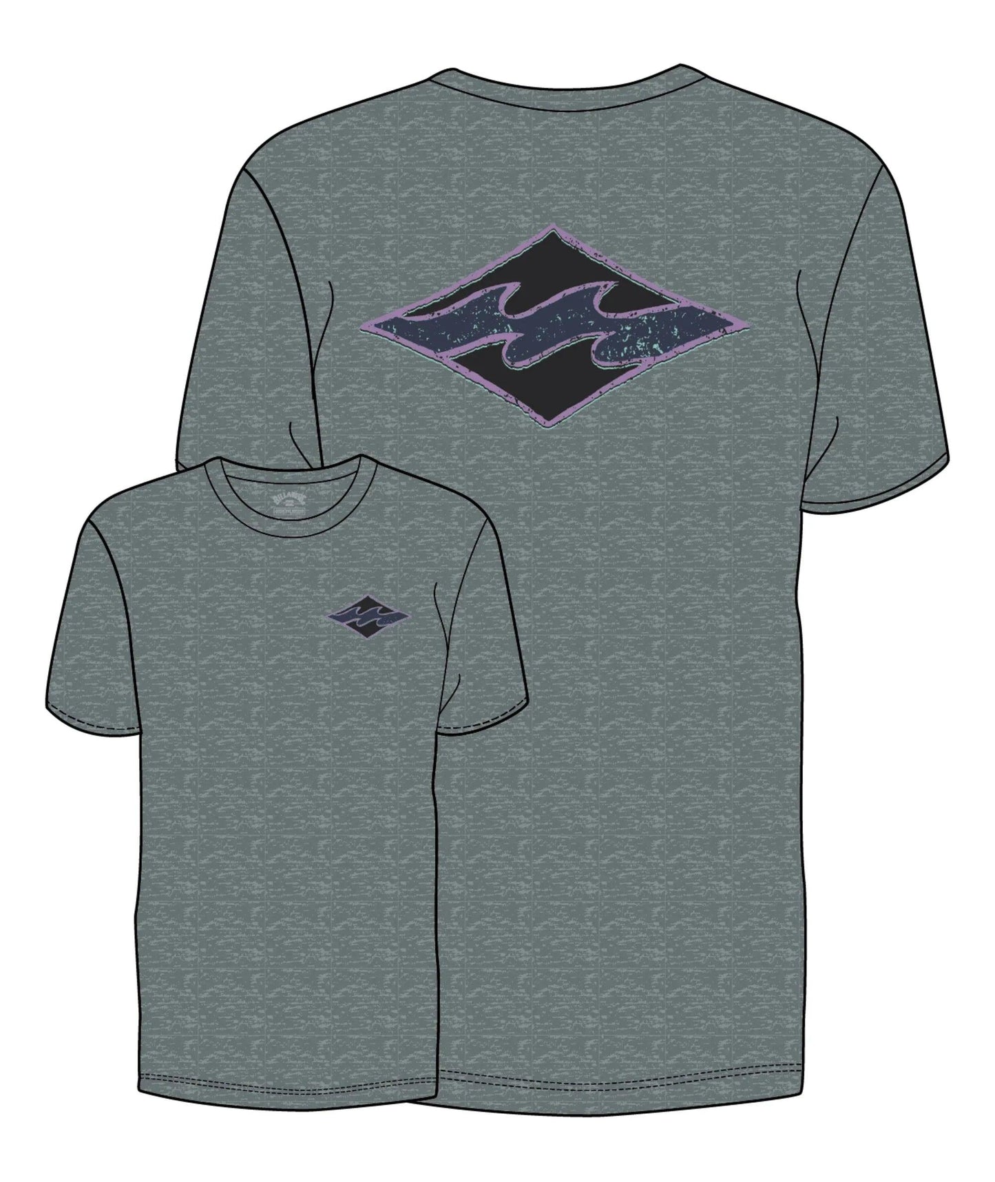 Billabong Diamond Shoreline Lf Ss Rash Vest - Light Grey Heather - Guys & Girls Surf n Street