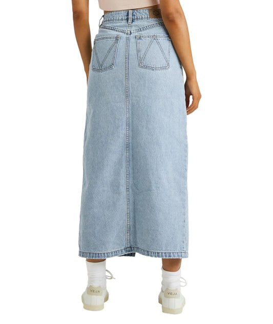 RVCA Denim Midi Skirt - Vintage Blue - Guys & Girls Surf n Street