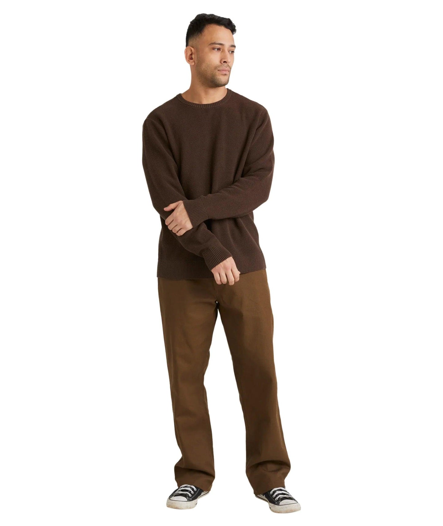 RVCA Duke Crew Knit - Chocolate - Guys & Girls Surf n Street