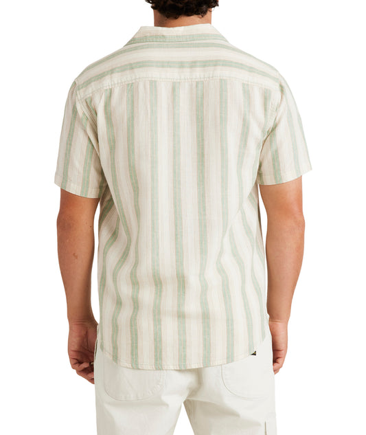 RVCA Beat Tripe Vintage Short Sleeve Shirt - Granite Green