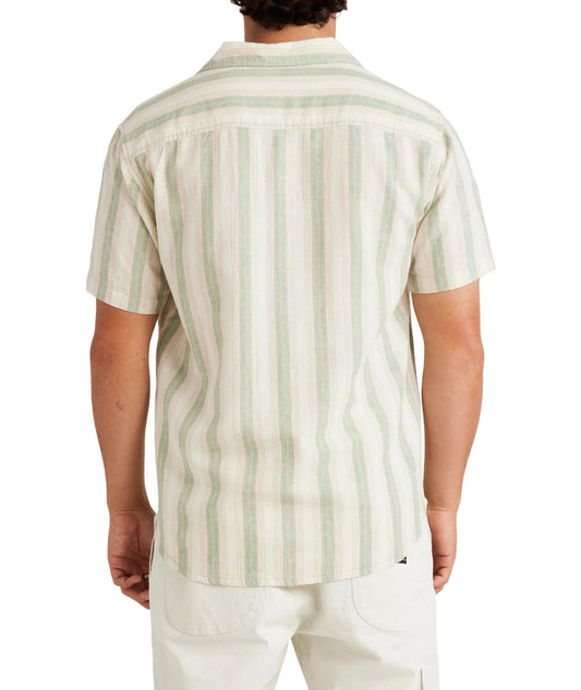 RVCA Beat Tripe Vintage Short Sleeve Shirt - Granite Green - Guys & Girls Surf n Street