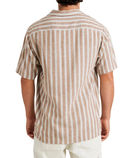 RVCA Beat Stripe Vintage Short Sleeve Shirt - Ermine - Guys & Girls Surf n Street