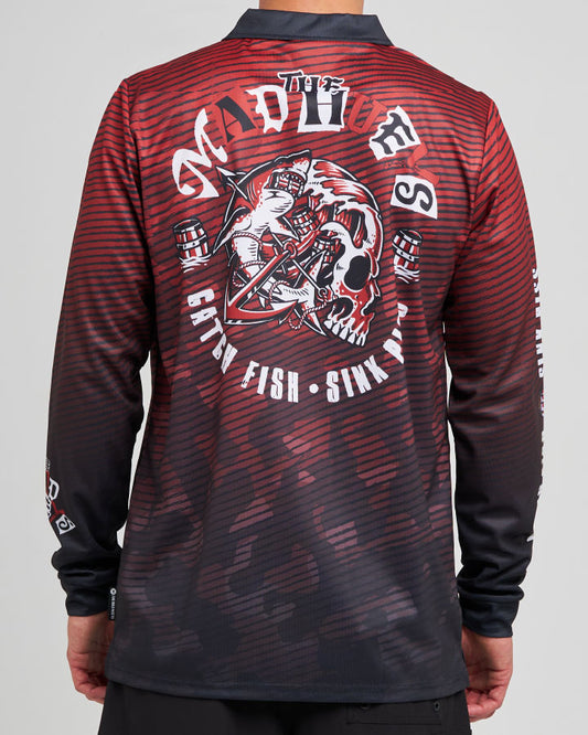 The Mad Hueys Catch Fish UPF 50+ Fishing Jersey - Red
