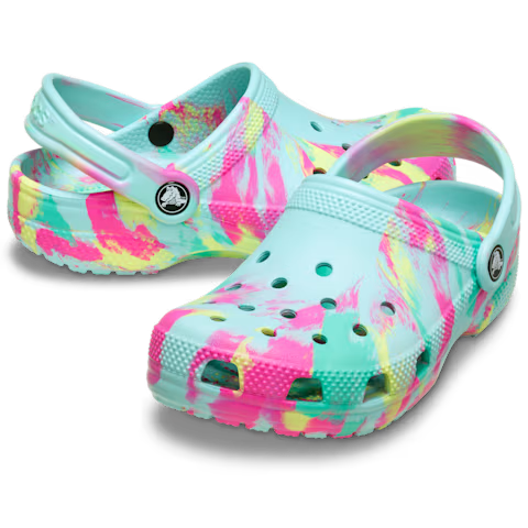 Crocs Kidsβ Classic Marbled Clog - Aquamarine / Multi