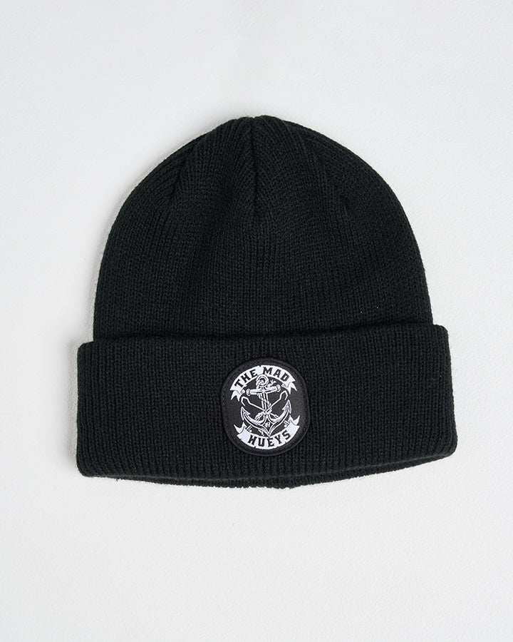 The Mad Hueys Drop Anchor Relaxed Fit Beanie Black - Black