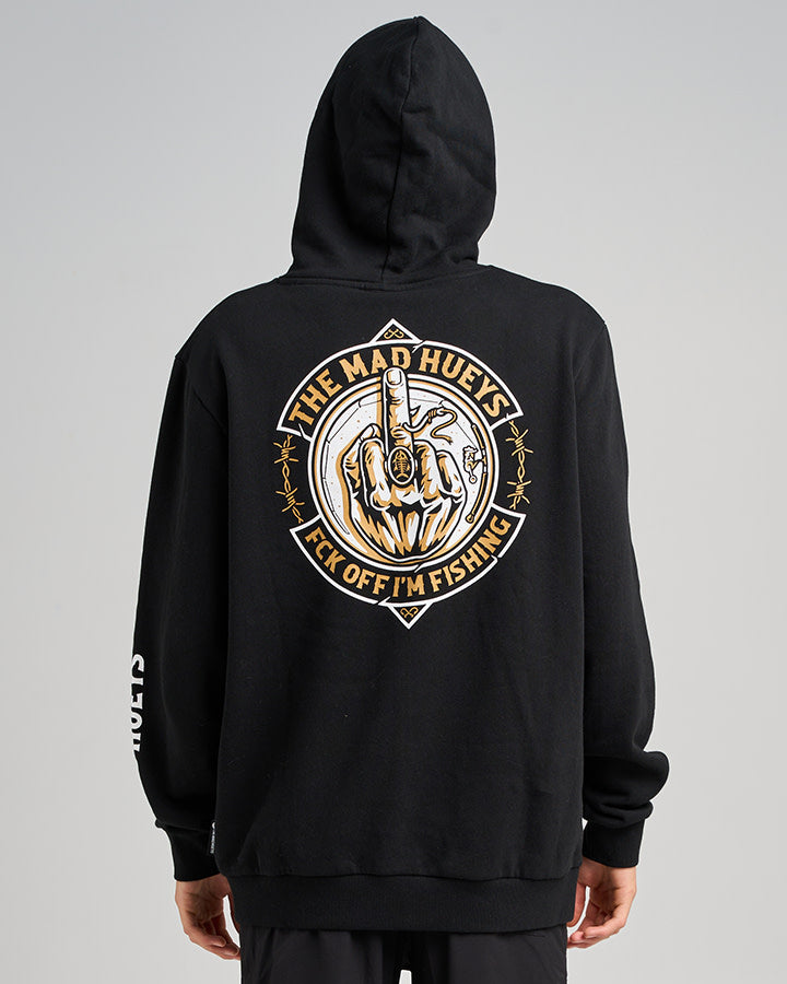 The Mad Hueys Fk Off Fish On Hooded Pullover - Black