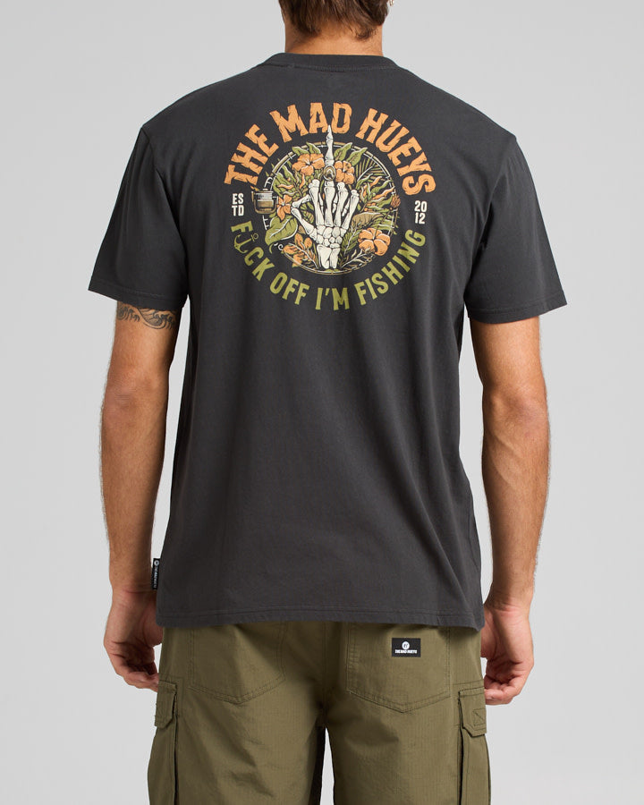 The Mad Hueys Fk Off Im Fishing Tee - Vintage Black