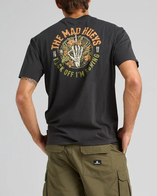 The Mad Hueys Fk Off Im Fishing Tee - Vintage Black - Guys & Girls Surf n Street