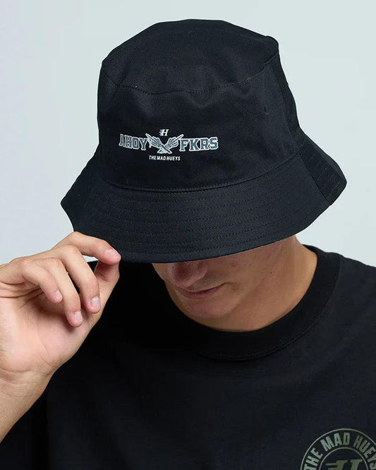 The Mad Hueys Fkrs Ahoy Reversible Bucket Hat - Black - Guys & Girls Surf n Street