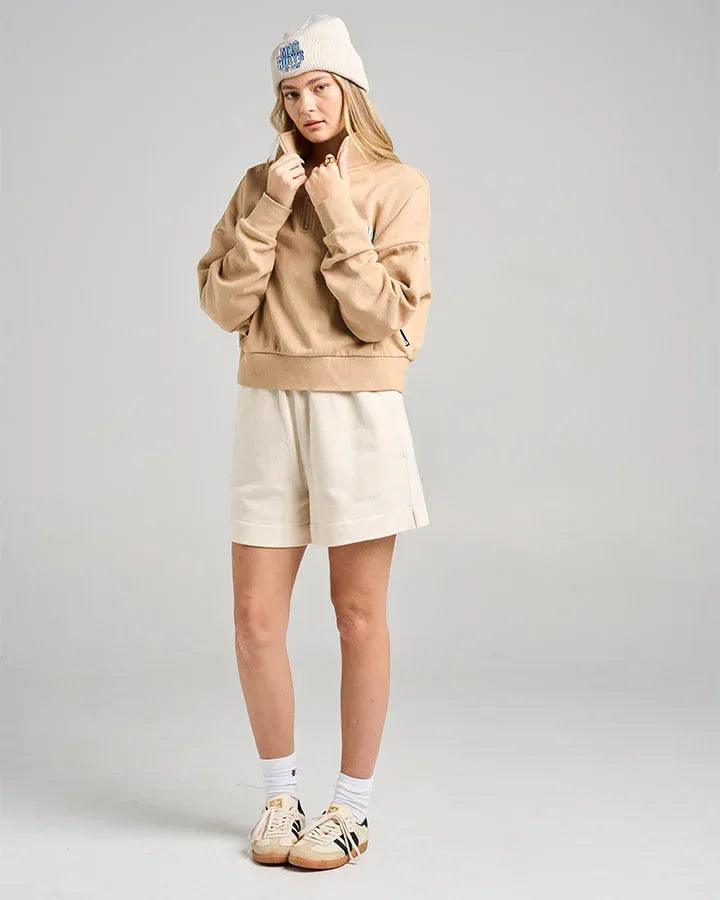 The Mad Hueys Icy Hueys Womens Quarter Zip Latte - Latte - Guys & Girls Surf n Street