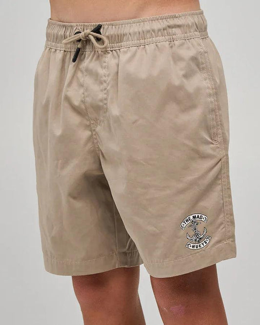 The Mad Hueys Skull Anchor Youth 15" Volley - Taupe - Guys & Girls Surf n Street