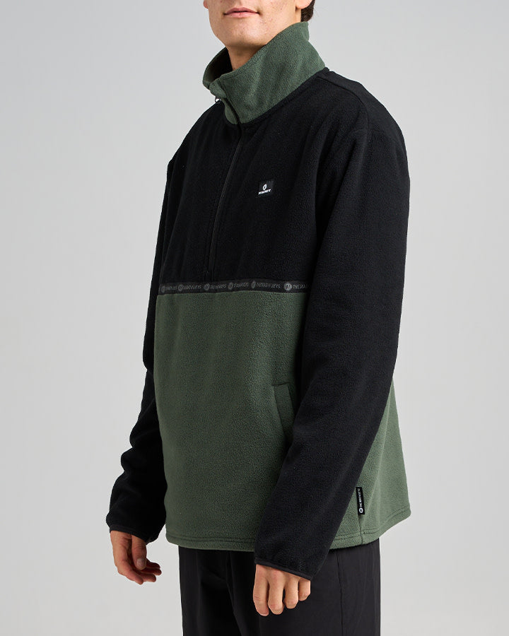 The Mad Hueys Tidal Quarter Zip Oil Green - Oil Green