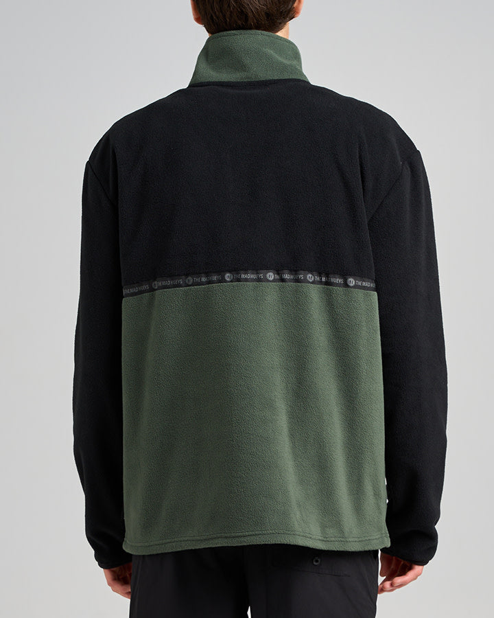 The Mad Hueys Tidal Quarter Zip Oil Green - Oil Green