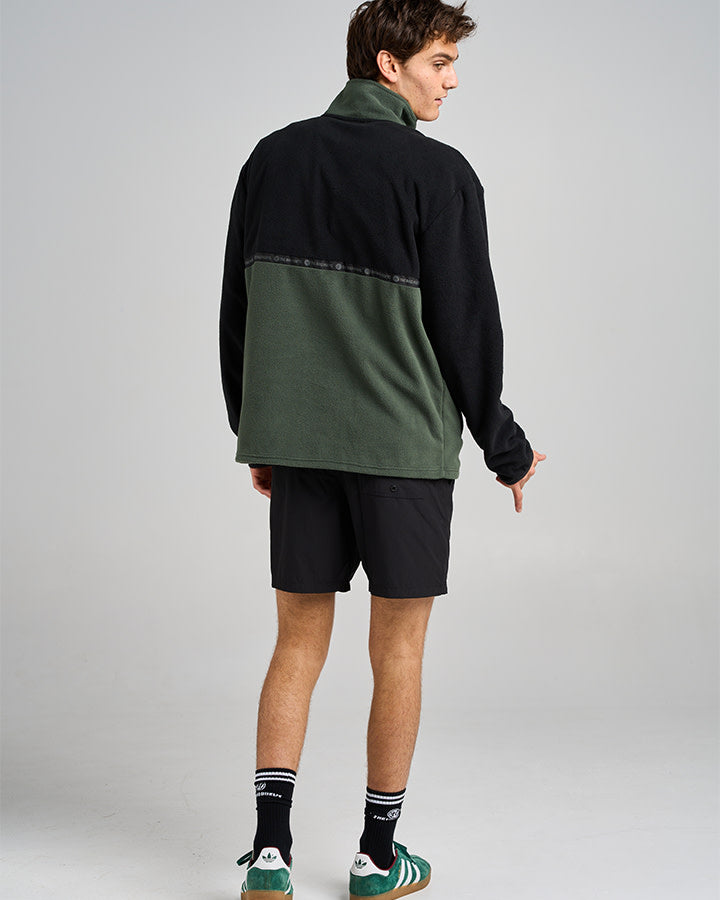 The Mad Hueys Tidal Quarter Zip Oil Green - Oil Green