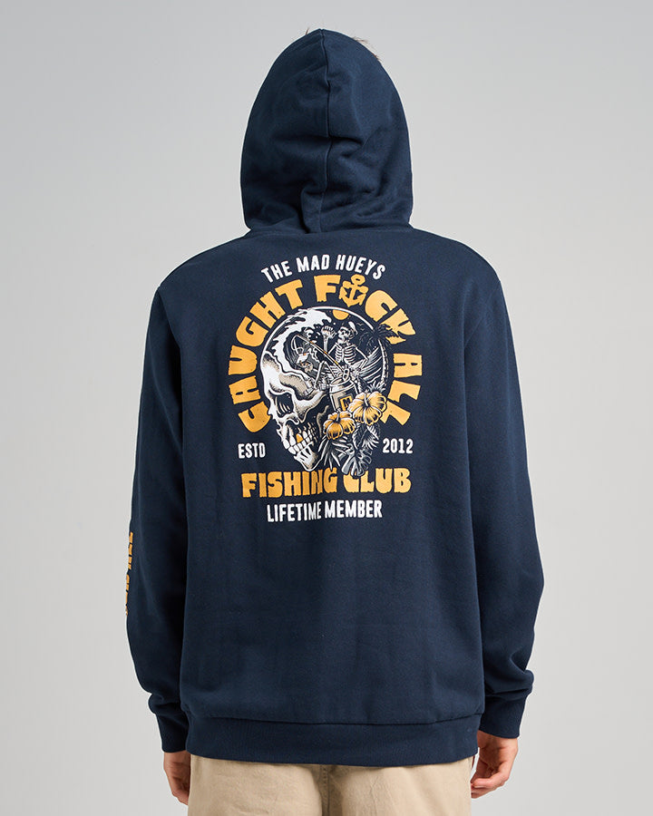 The Mad Hueys Tropic Caught Fk All Fishing Hooded Pullover Navy - Navy