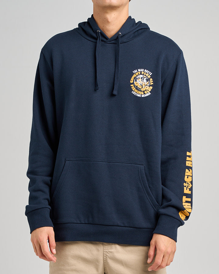 The Mad Hueys Tropic Caught Fk All Fishing Hooded Pullover Navy - Navy