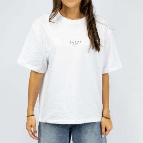 Carve Series Womens Oversized Tee - White