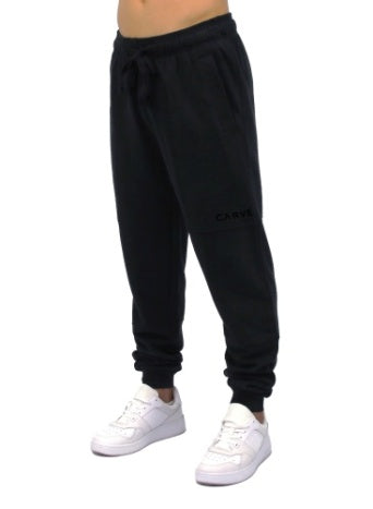 Carve Fluid Mens Elastic Waist Rib Ankle Cuff Trackies - Black