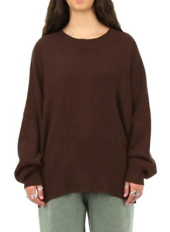 Carve Bella Womens Elastic Waist Knit Pant - Chocolate