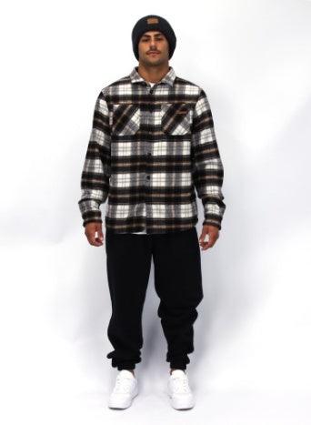 Carve Denver Mens L/S Flannel Shirt - Mud / Charcoal