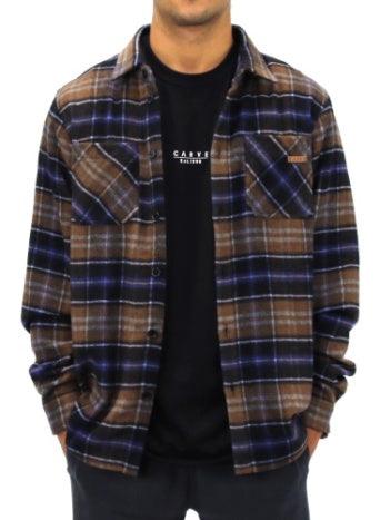 Carve Denver Mens L/S Flannel Shirt - Navy/Brown
