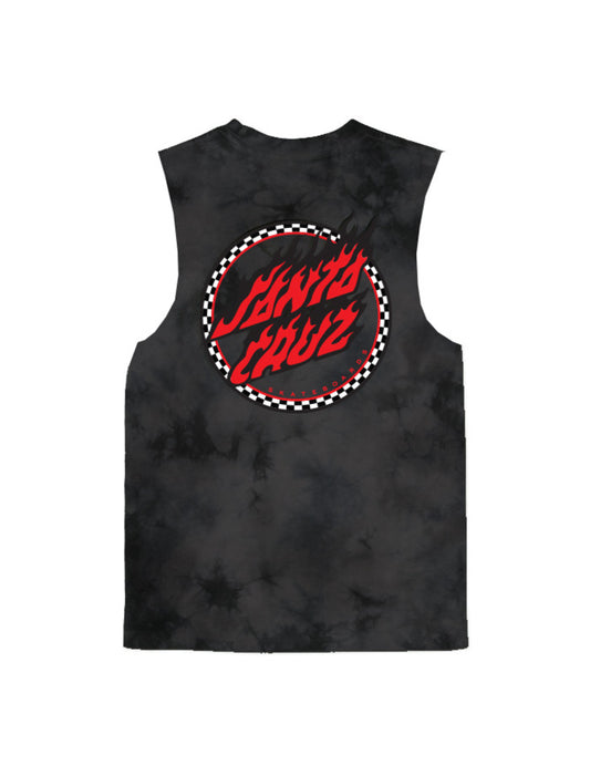 Santa Cruz Checked Out Flamed Dot Muscle - Black Tie Dye