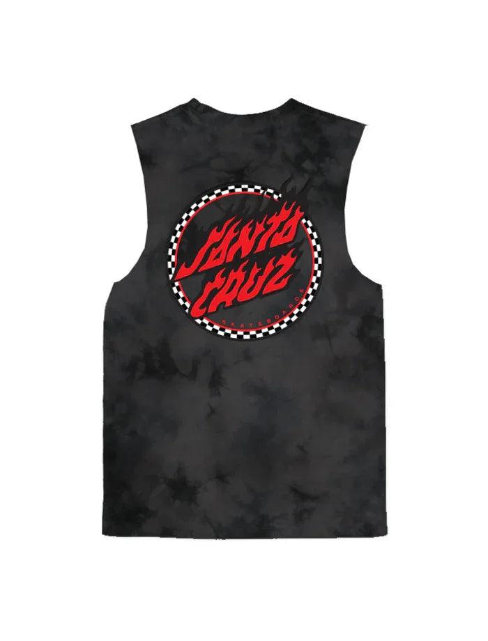 Santa Cruz Checked Out Flamed Dot Muscle - Black Tie Dye - Guys & Girls Surf n Street