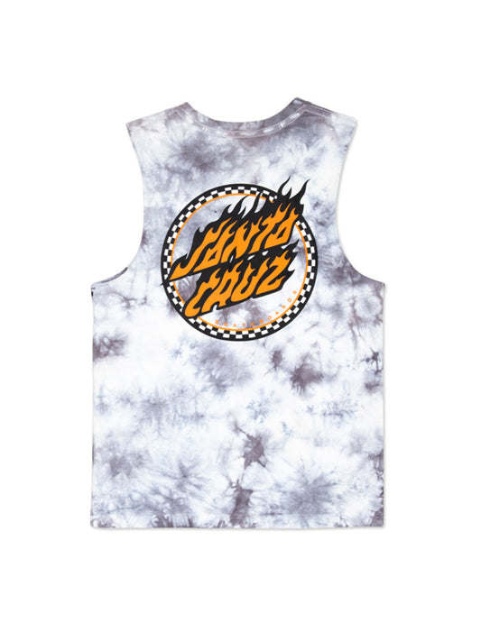Santa Cruz Checked Out Flamed Dot Muscle - Grey Tie Dye