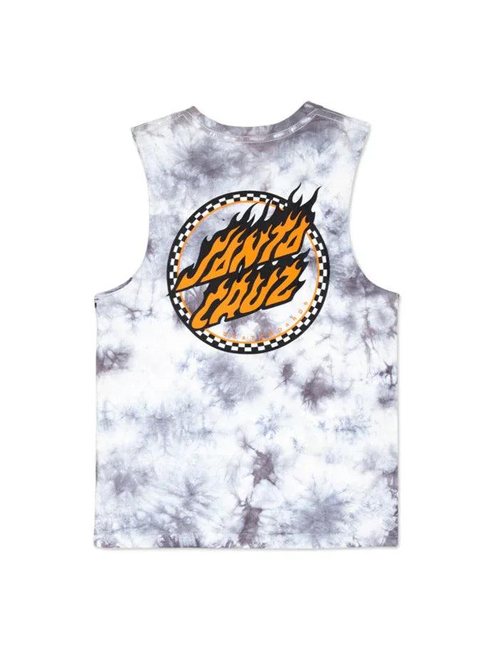 Santa Cruz Checked Out Flamed Dot Muscle - Grey Tie Dye - Guys & Girls Surf n Street
