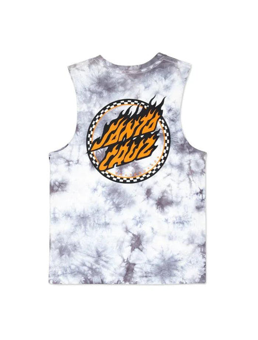 Santa Cruz Checked Out Flamed Dot Muscle - Grey Tie Dye - Guys & Girls Surf n Street