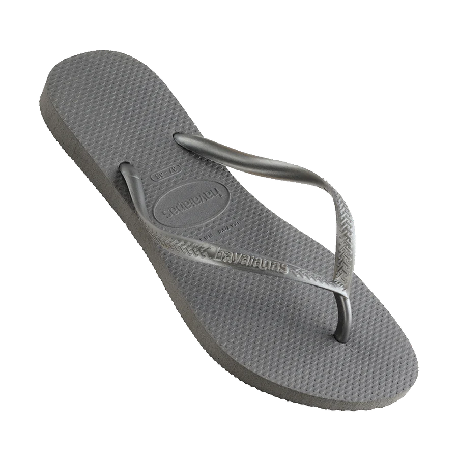 Havaianas Slim Metallic Thongs - Steel Grey