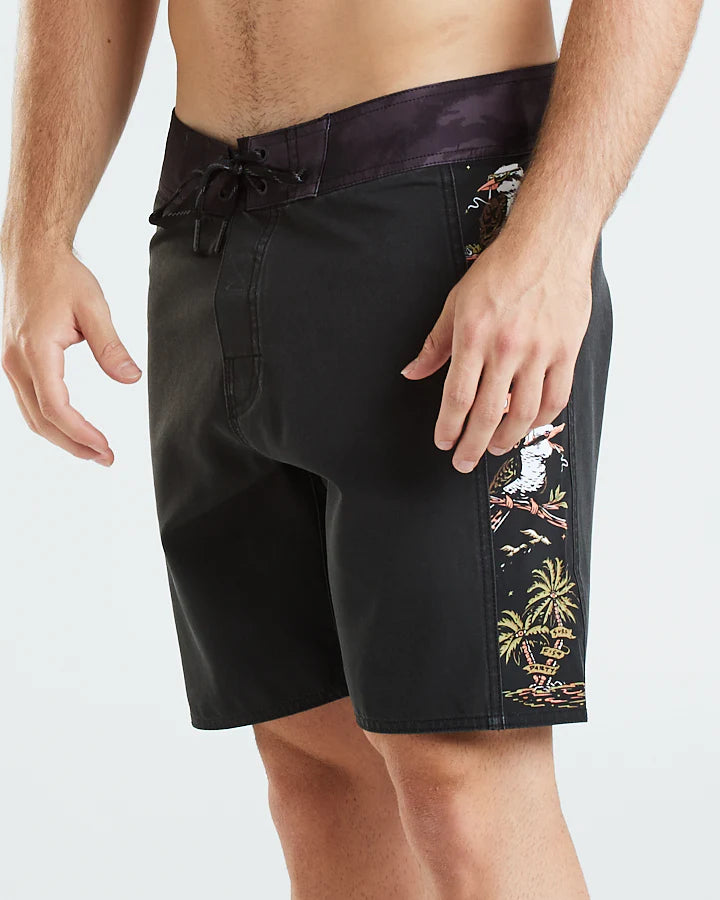 Mad Hueys Dirty Vacay Boardshort 18" - Black