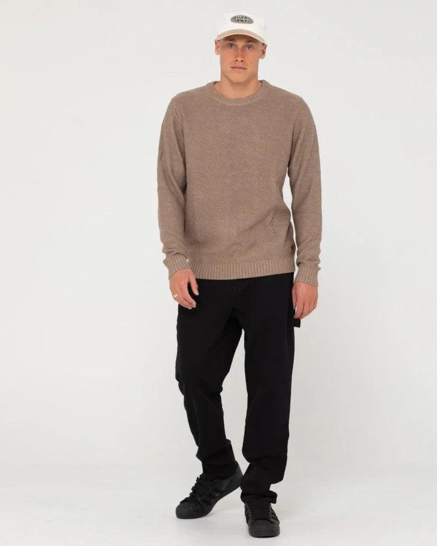 Rusty Skyliner Crew Neck Knit - Vintage Khaki - Guys & Girls Surf n Street