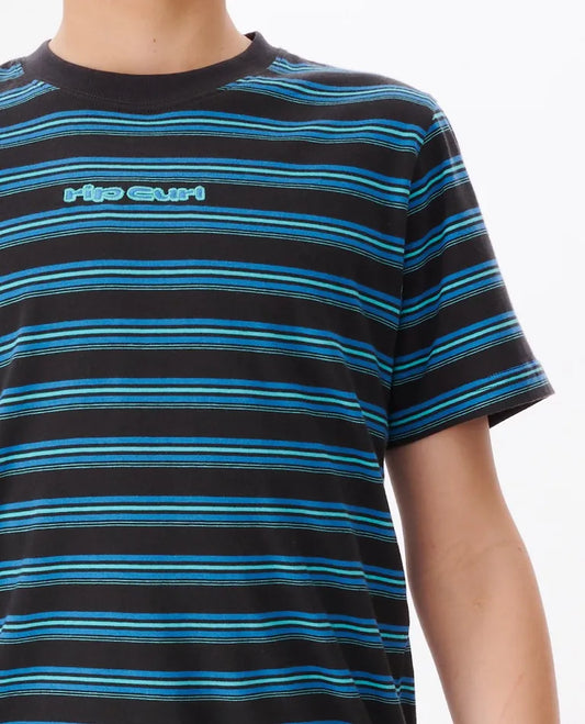 Rip Curl Cosmic Tides Stripe Tee Boys - Washed Black