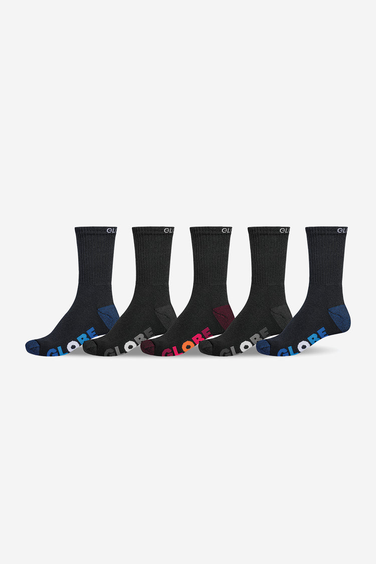 Globe Boys Multi Stripe Crew Sock (2-8) 5 Pack - Black