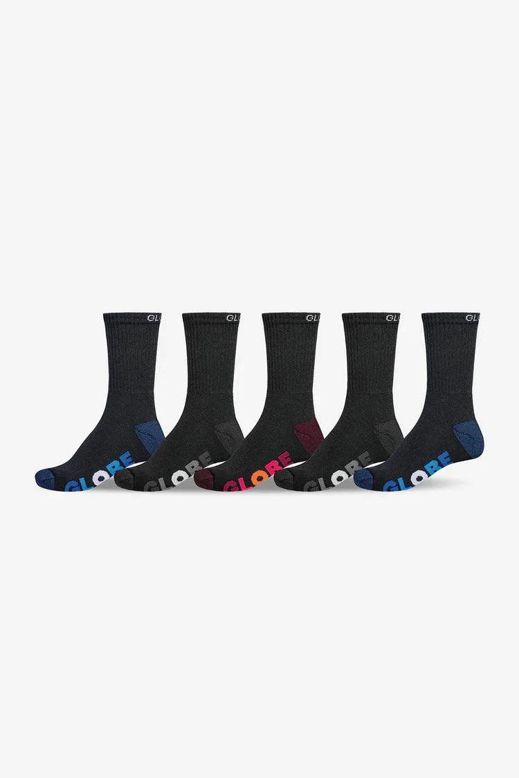 Globe Boys Multi Stripe Crew Sock (2-8) 5 Pack - Black - Guys & Girls Surf n Street
