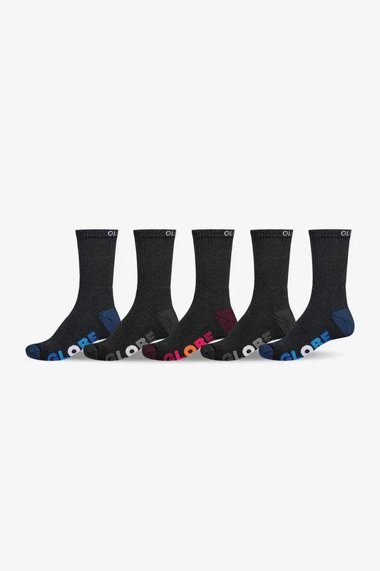 Globe Boys Multi Stripe Crew Sock (2-8) 5 Pack - Black - Guys & Girls Surf n Street